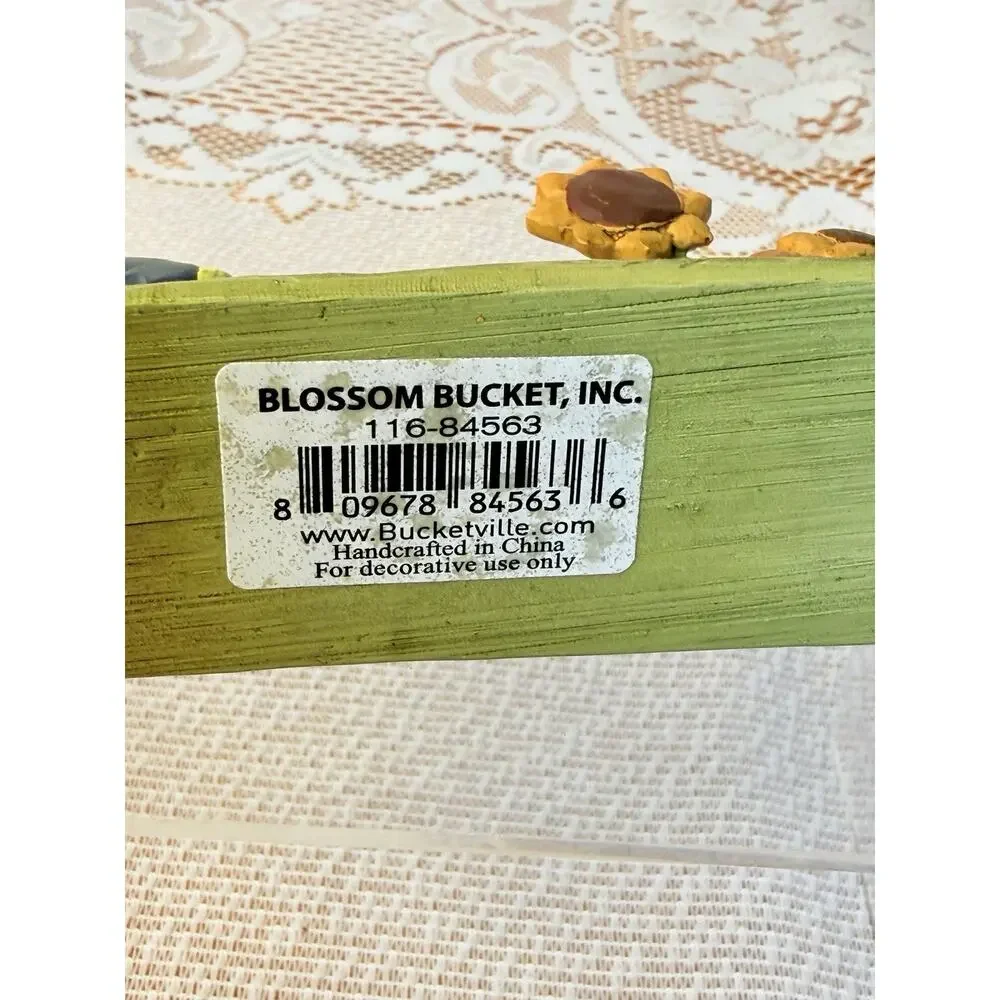 Blossom Bucket Suzi Resin Fall Pumpkin Fence Flower Bird Figurine 116-84563 Rare
